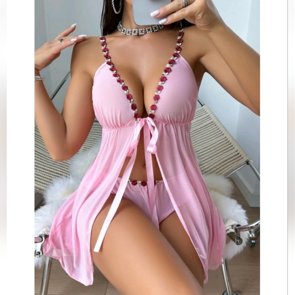 Sexy-Lingerie Women's Lace Nightgown Babydoll Dress G-String Sleepwear Underwear
